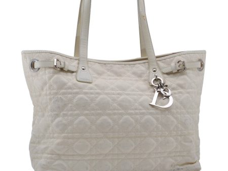 Auth Christian Dior Panarea Cannage Shoulder Tote Bag PVC Leather Ivory 7571C For Cheap