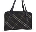 Auth BURBERRY BLUE LABEL Check Shoulder Hand Bag Wool Leather Khaki Green 3892D Online Hot Sale