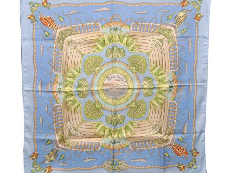 Authentic HERMES Carre 90 Scarf  RAILING  Silk Light Blue Box 6162C For Discount