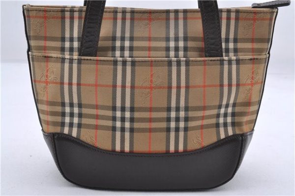 Authentic BURBERRY Nova Check Canvas Leather Hand Bag Purse Brown Beige 3128D Cheap