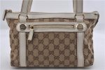 Authentic GUCCI Shoulder Hand Bag GG Canvas Leather 152458 Brown White 5626D Supply