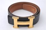 Auth HERMES Constance Ladies Leather Belt Size 68cm 26.8  Black Brown Box 3136D Online Hot Sale