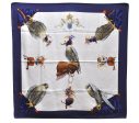 Authentic HERMES Carre 90 Scarf  Chasse a VOL  Silk Blue 2981D on Sale