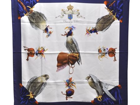 Authentic HERMES Carre 90 Scarf  Chasse a VOL  Silk Blue 2981D on Sale