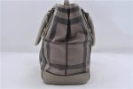 Authentic BURBERRY Check Hand Tote Bag PVC Leather Gray Beige 3123D Online Sale