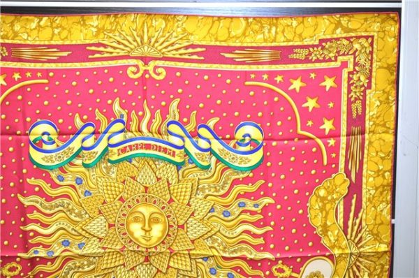 Authentic HERMES Carre 90 Scarf  CARPE DIEM  Silk Red Yellow 5456D Fashion