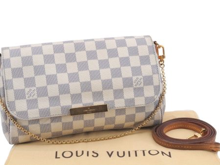 Auth Louis Vuitton Damier Azur Favorite MM Shoulder Clutch Bag N41275 LV 5387D on Sale