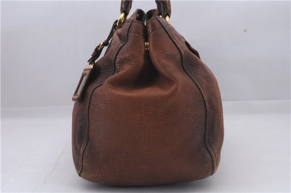 Authentic PRADA Deer Skin Leather Shoulder Tote Bag Brown 3199D on Sale