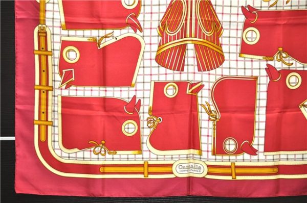 Authentic HERMES Carre 90 Scarf  Camails  Silk Bordeaux Red 5424D Fashion