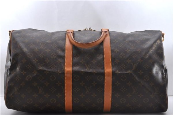 Auth Louis Vuitton Monogram Keepall Bandouliere 55 Boston Bag M41414 LV 2779D Cheap