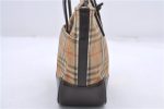 Authentic BURBERRY Nova Check Canvas Leather Hand Bag Purse Brown Beige 3128D Cheap