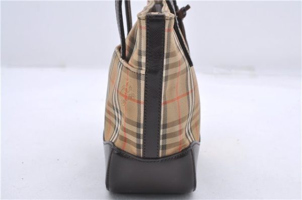 Authentic BURBERRY Nova Check Canvas Leather Hand Bag Purse Brown Beige 3128D Cheap