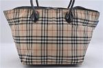 Authentic BURBERRY BLUE LABEL Check Shoulder Tote Bag Nylon Leather Beige 3891D Online Hot Sale