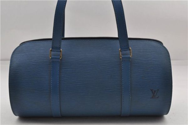 Authentic Louis Vuitton Epi Soufflot Hand Bag Blue M52225 LV 3162D Cheap