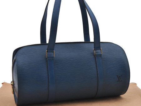 Authentic Louis Vuitton Epi Soufflot Hand Bag Blue M52225 LV 3162D Cheap