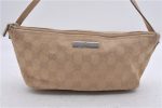 Authentic GUCCI Hand Bag Pouch Purse GG Canvas Leather 07198 Beige 5625D Online Hot Sale