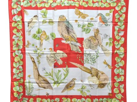 Authentic HERMES Carre 90 Scarf  La Vie Au Grand Air  Silk Red 2987D Online