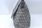 Auth FENDI Zucchino Mamma Baguette Shoulder Bag Canvas Leather Navy Blue H5163 Supply