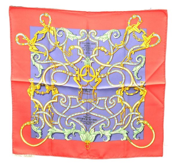 Auth HERMES Petit Carre 40 Scarf Handkerchief  L INSTRVCTION  Silk Red 5430D For Cheap