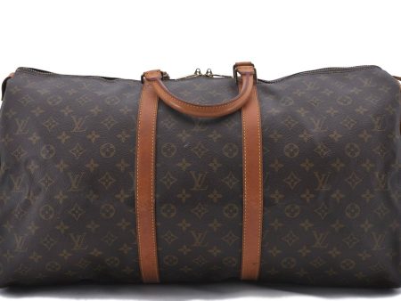 Authentic Louis Vuitton Monogram Keepall 55 Boston Bag M41424 LV 2884D Online now