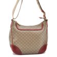 Auth CELINE Macadam Pattern Shoulder Cross Body Bag PVC Leather Beige Red 4713B on Sale