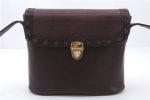 Authentic YVES SAINT LAURENT Shoulder Bag Leather Bordeaux Purple 7658C Sale