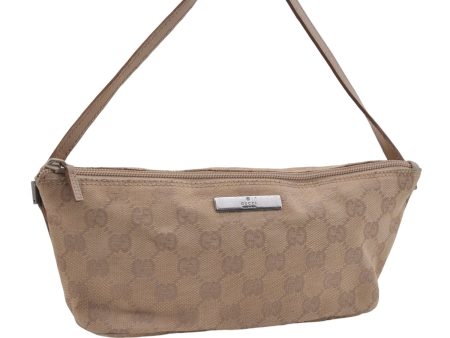 Authentic GUCCI Hand Bag Pouch Purse GG Canvas Leather 07198 Beige 5625D Online Hot Sale