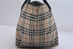 Authentic BURBERRY BLUE LABEL Check Shoulder Tote Bag Nylon Leather Beige 3891D Online Hot Sale