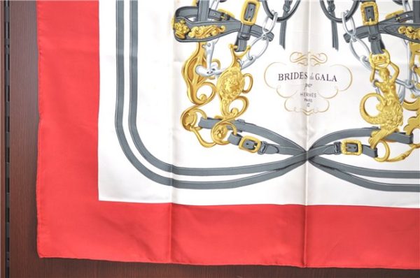 Authentic HERMES Carre 90 Scarf  BRIDES de GALA  Silk Red H9986 Fashion