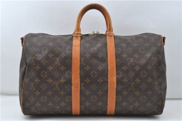 Auth Louis Vuitton Monogram Keepall Bandouliere 45 Boston Bag M41418 LV 4053D Fashion