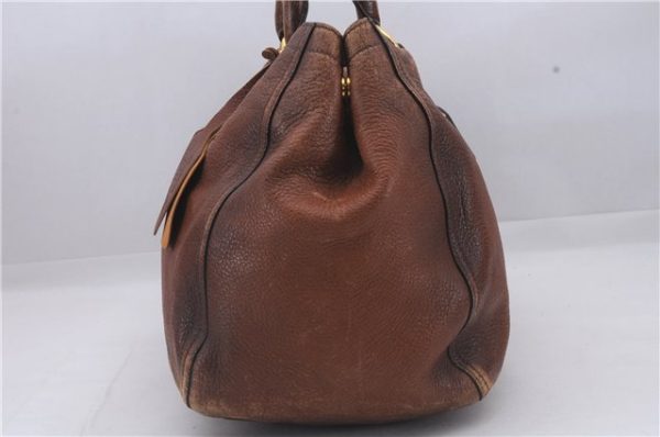 Authentic PRADA Deer Skin Leather Shoulder Tote Bag Brown 3199D on Sale