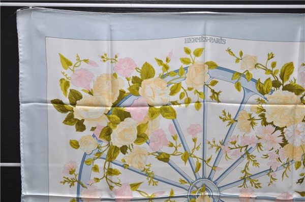 Authentic HERMES Carre 90 Scarf  ROMANTIQUE  Silk Light Blue 5458D Online Hot Sale