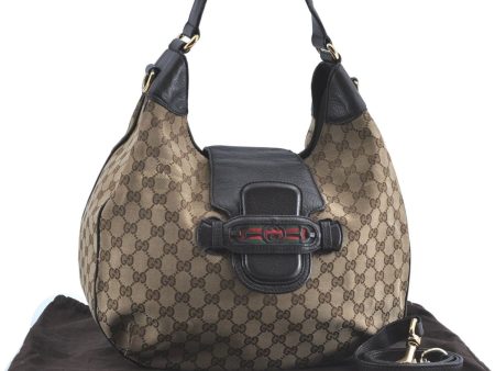 GUCCI Web Sherry Line Shoulder Hand Bag GG Canvas Leather 296851 Brown J0490 on Sale