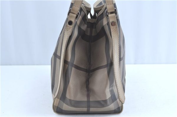 Auth BURBERRY Nova Check Vintage Shoulder Hand Bag PVC Leather Brown Beige H8797 on Sale