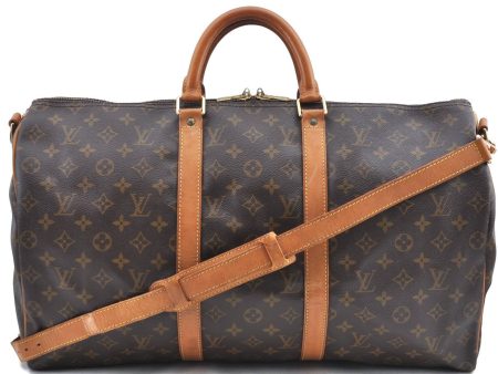 Auth Louis Vuitton Monogram Keepall Bandouliere 50 Boston Bag M41416 LV H9942 Sale