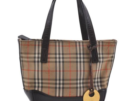 Authentic BURBERRY Nova Check Canvas Leather Hand Bag Purse Brown Beige 3128D Cheap