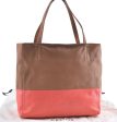 Auth CELINE Horizontal Cabas Bicolor Shoulder Tote Bag Leather Pink Brown 0396D Sale