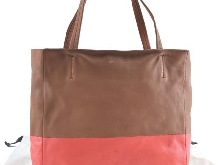 Auth CELINE Horizontal Cabas Bicolor Shoulder Tote Bag Leather Pink Brown 0396D Sale