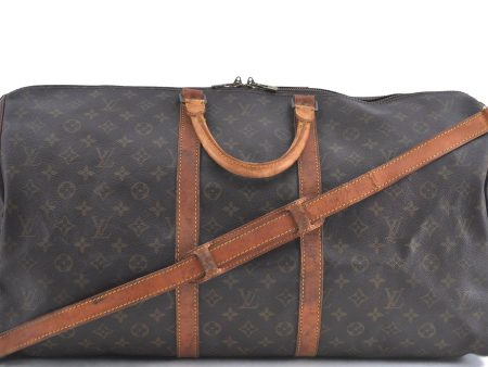 Auth Louis Vuitton Monogram Keepall Bandouliere 55 Boston Bag M41414 LV H9898 Fashion