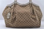 Aut GUCCI Sukey Shoulder Tote Bag GG Canvas Leather 211943 Brown White 3884D For Cheap