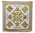 Authentic HERMES Carre 90 Scarf  LES TAMBOURS  Silk Beige 3078D Discount