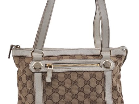 Authentic GUCCI Shoulder Hand Bag GG Canvas Leather 152458 Brown White 5626D Supply