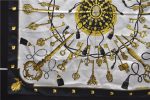 Authentic HERMES Carre 90 Scarf Key Tassel Motif Silk Black 5432D Online Sale