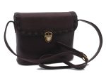 Authentic YVES SAINT LAURENT Shoulder Bag Leather Bordeaux Purple 7658C Sale