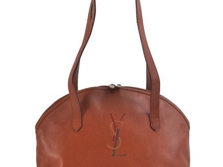 Authentic YVES SAINT LAURENT Logo Shoulder Bag Purse Leather Brown 7660C Online Hot Sale