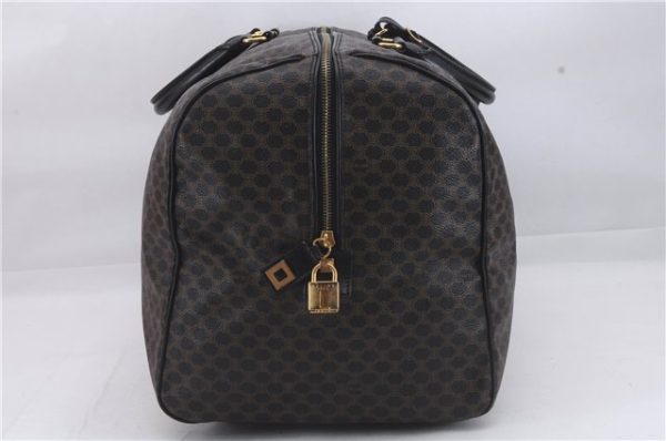 Auth CELINE Macadam Blason Pattern Travel Boston Bag PVC Leather Black 3475D Sale