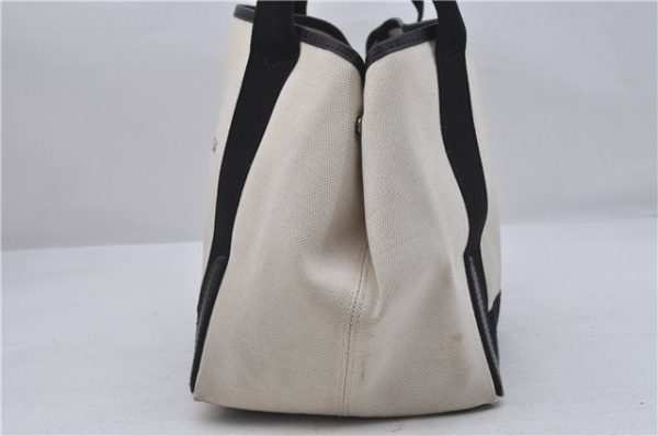 Auth BALENCIAGA Navy Caba S Hand Bag Canvas Leather 339933 White Black 5562D on Sale