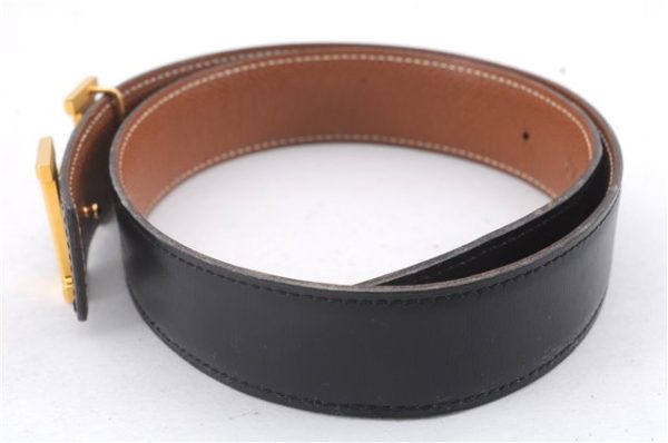 Authentic HERMES Constance Ladies Leather Belt Size 65cm 25.6  Black Brown 3144D For Sale