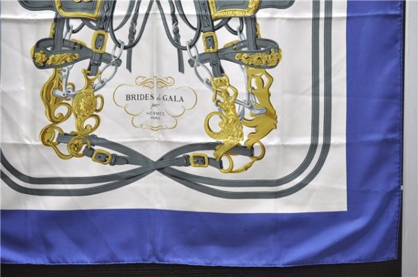 Authentic HERMES Carre 90 Scarf  BRIDES de GALA par  Silk Blue 4329D Cheap