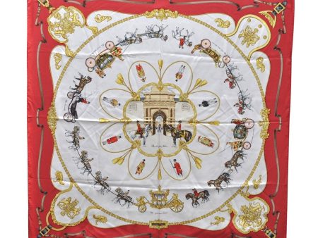 Authentic HERMES Carre 90 Scarf  Buckingham Palace  Silk Red 3087D Hot on Sale